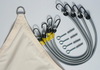 Vierecksegel 2,5 x 3 m Farbe  hell elfenbein - komplett mit elastischen Spanngurten u. Montagematerial
