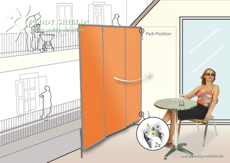 3x ParaventRahmen - faltbarer Sichtschutz-Paravent - Farbe uni terracotta/orange