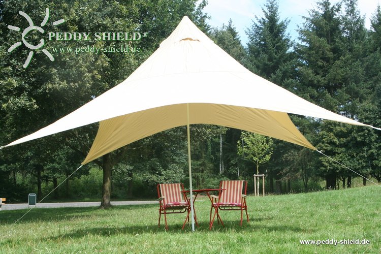 Camping-Freizeit-Sonnensegel (4) Pyramide 4 x 4 m - sandfarben