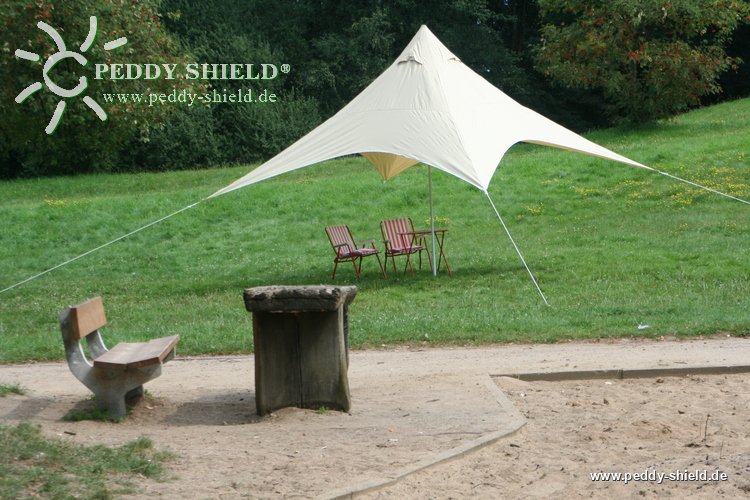 Camping-Freizeit-Sonnensegel (4) Pyramide 4 x 4 m - sandfarben