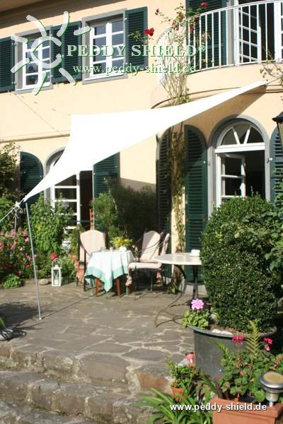 Dreiecksonnensegel 360x360x360 cm - Polyester - uni hell elfenbein - wasserabweisend