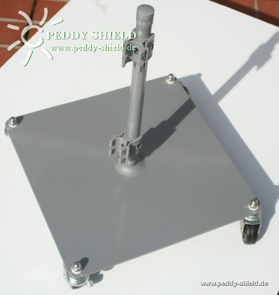 Fu�platte rollbar - 4x Rollen davon 2x feststellbar - Fu�plate 35 x 35 cm metallic grau