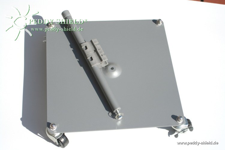 Fu�platte rollbar - 4x Rollen davon 2x feststellbar - Fu�plate 35 x 35 cm metallic grau