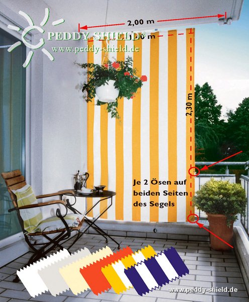 Senkrecht-Sonnensegel 230 x 140 cm - Farbe uni weiss
