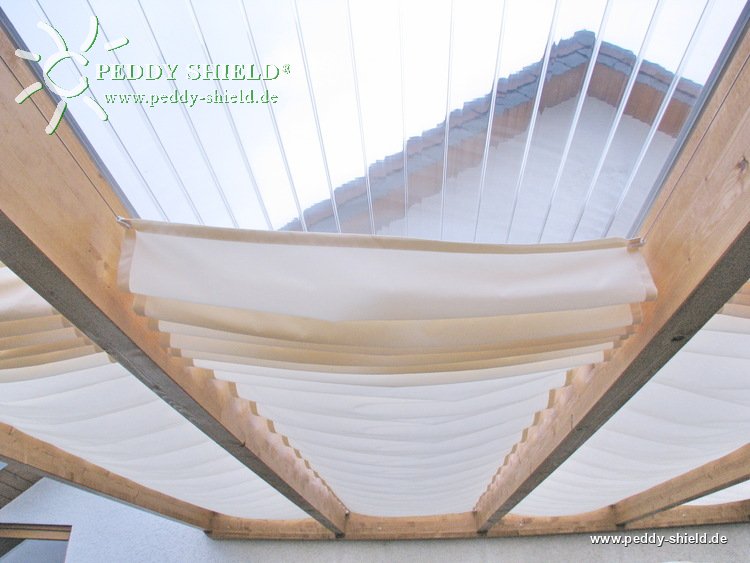 Sonnenschutzsegel Terrassendach  -  91 x 275 cm  -  uni wei�  -  ohne Laufhaken