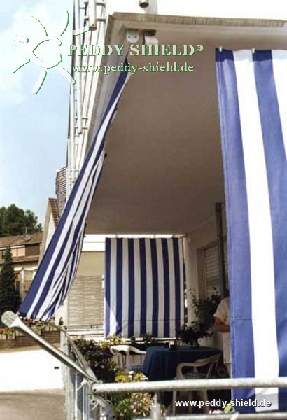 Sonnensegel 270 x 140 cm - Farbe blau-wei� - Blockstreifen