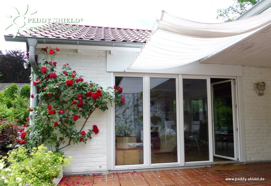 Sonnensegel 330 x 200 cm - Farbe uni-wei� - mit 26x Speziallaufhaken