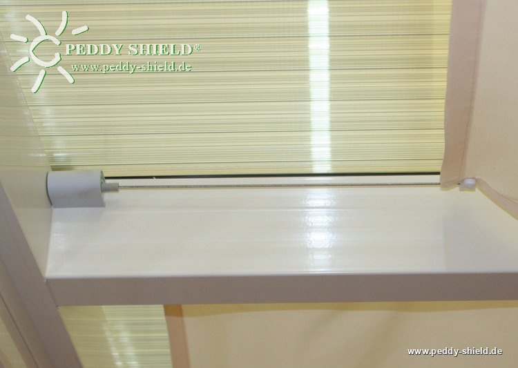 Sonnensegel Glasdach   -    88 x 275 cm   -   uni hell elfenbein - mit 26x  Laufhaken + 2x Stopper