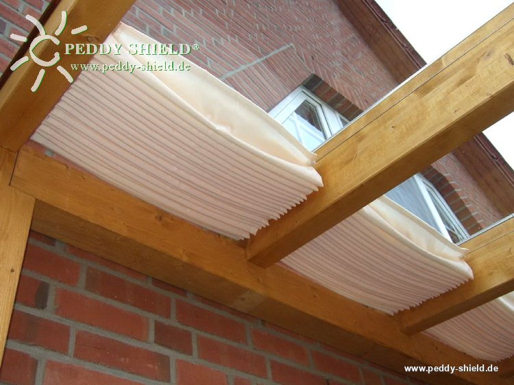 Sonnensegel Terrassendach  -  61 x 330 cm  -  uni wei�  -  mit 34x  Laufhaken + 2x Stopper