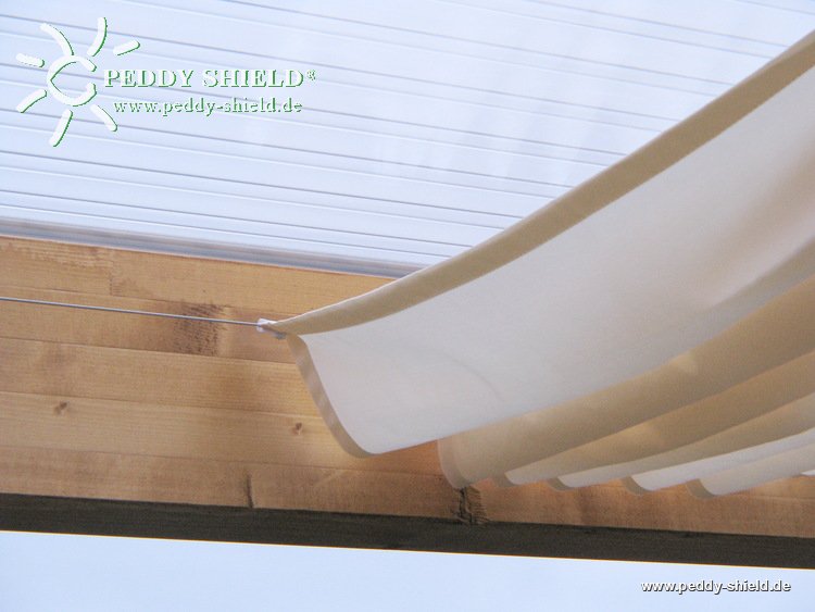 Sonnensegel �berdachung  -  68 x 330 cm  -  uni wei�  -  mit 34x  Laufhaken + 2x Stopper