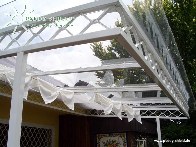 Sonnensegel Wintergarten  - 96 x 275 cm  - uni hell elfenbein   -  ohne Laufhaken