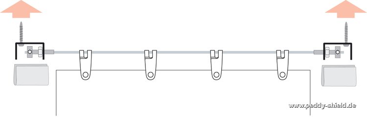 Senkrecht-Sonnensegel 230x140 cm -  Blockstreifen gelb-wei� - komplett mit Seilspanntechnik Universal