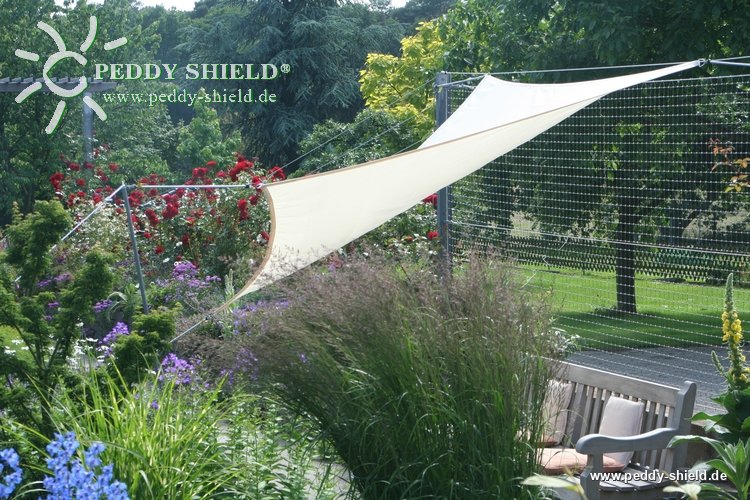 Vierecksegel 2,5 x 3 m Farbe  hell elfenbein - komplett mit elastischen Spanngurten u. Montagematerial