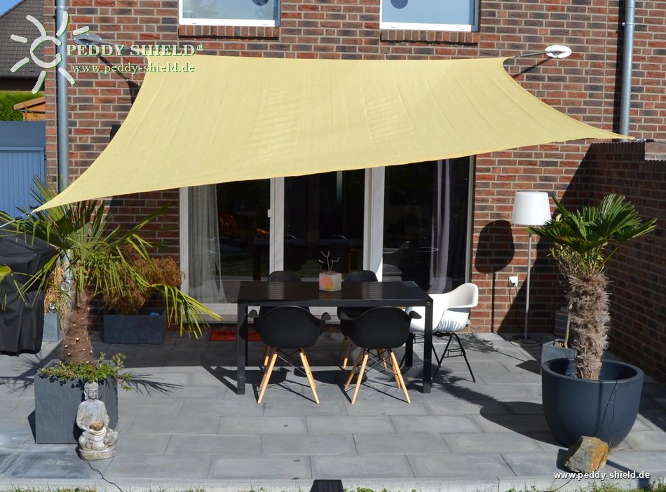 Vierecksonnensegel 3,6 x 3,6 m - offenes Schattierungsgewebe - Farbe weizen