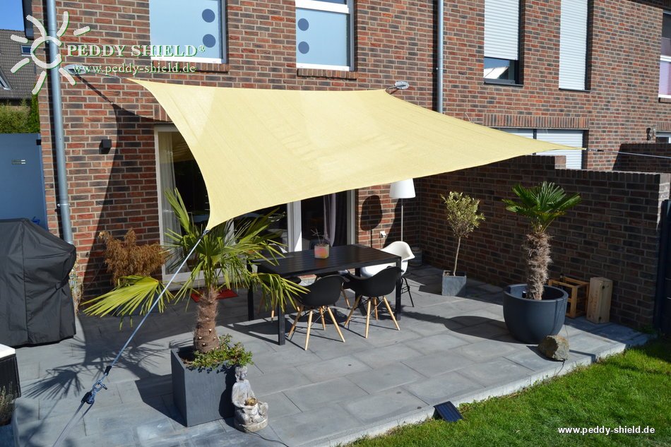Vierecksonnensegel 3,6 x 3,6 m - offenes Schattierungsgewebe - Farbe weizen