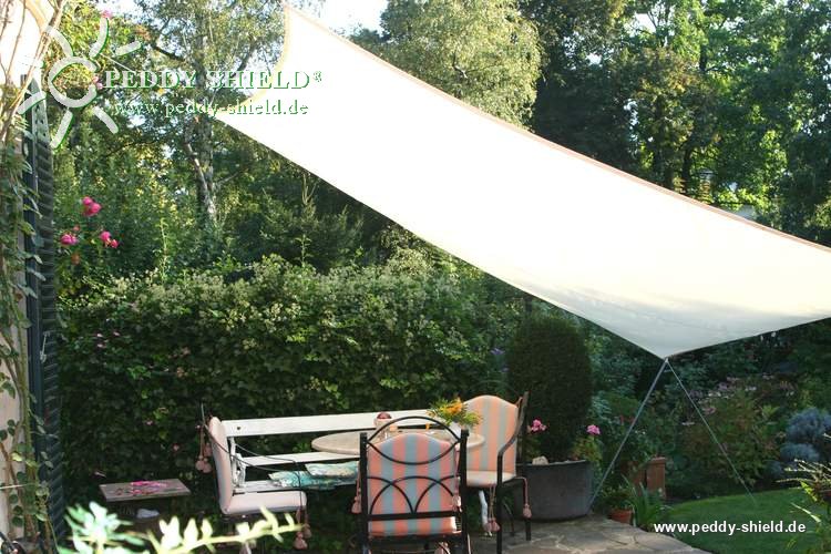 Vierecksonnensegel 3 x 4 m - Polyestergewebe - hell elfenbein - Sonnenschutz u. Regenschutz