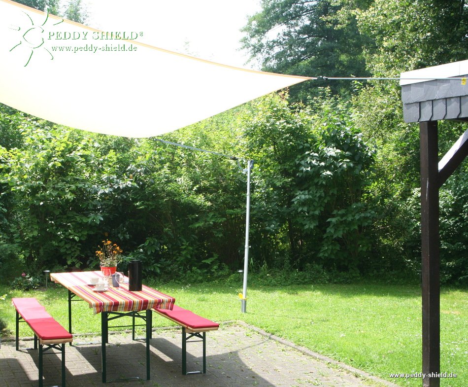 Vierecksonnensegel 3 x 4 m - Polyestergewebe - hell elfenbein - Sonnenschutz u. Regenschutz