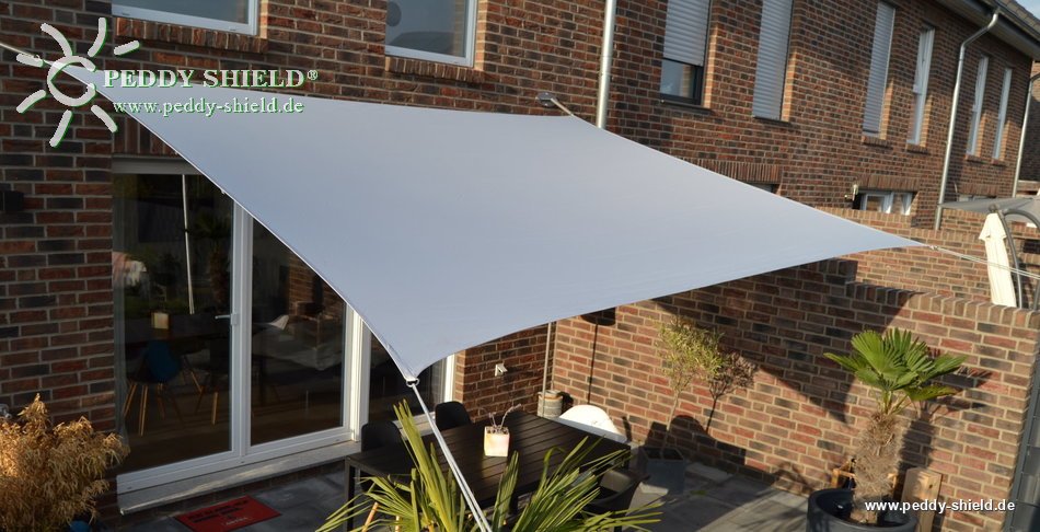 Vierecksonnensegel 3 x 4 m - Polyestergewebe - hell silbergrau - Sonnenschutz u. Regenschutz