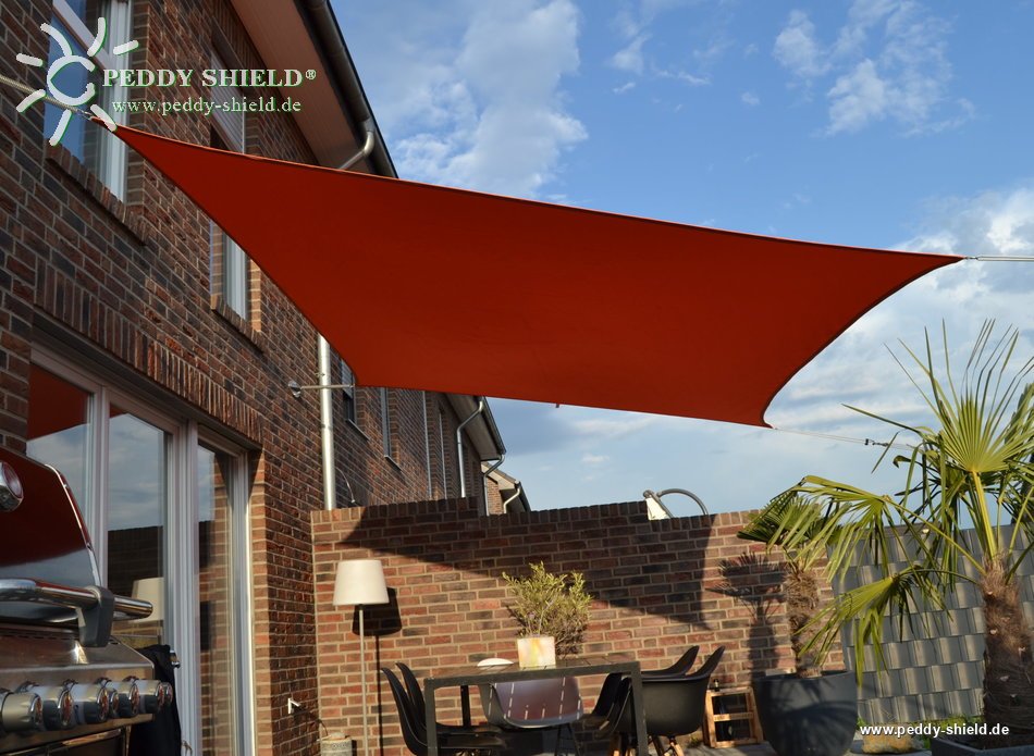 Vierecksonnensegel 3 x 4 m - Polyestergewebe - uni terracotta/orange - wasserabweisend