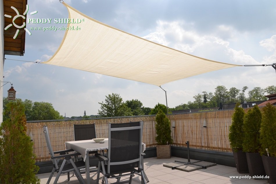 Vierecksonnensegel 4 x 5 m - offenes Schattierungsgewebe - Farbe  weizen