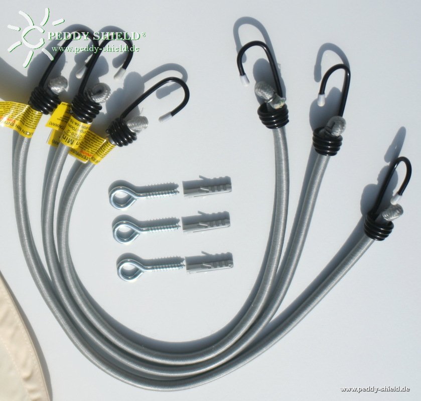 Zubeh�r f�r Dreiecksonnensegel - dauerelastische Spanngurte + Montagematerial