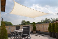 Vierecksegel konkav 4 x 5 m - offenes u. robustes Schattierungsgewebe aus HDPE - Farbe weizen - Wasser durchlssig
