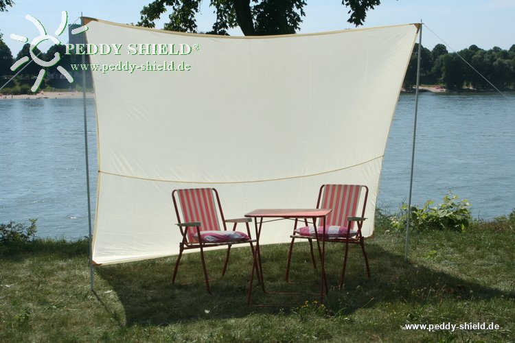 Camping-Freizeit-Sonnensegel - Vierecksonnensegel 2,5 x 3,0 m - sandfarben  - komplett mit Metallstange 2,2 m in Tragetasche