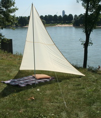 Camping-Freizeit-Sonnensegel (1) 3 x 3 x 2,5 m - sandfarben - Sonnenschutz und Sichschutz fr die Kleinfamilie - Strandsonnensegel
