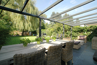 Sonnensegel berdachung Glas 88 x 380 cm - uni hell elfenbein  - ohne Laufhaken - waschbar bei 40 C