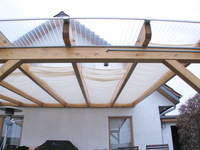 Sonnensegel Glasberdachung 61 x 330 cm - uni wei - mit 34x  Laufhaken + 2x Stopper als pflegleichter Sonnenschutz
