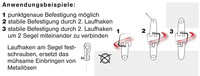 Peddy Shield Drehfix - senersatz - 8x Speziallaufhaken zum Festschrauben am SonnenSegel + Trapezring zum Aufhngen
