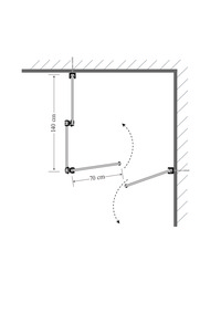 Umkleidekabine Quadrat unter Ausnutzung einer Raumecke - mit einer Tr.