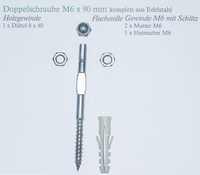 Komplette Doppelschraube mit Hutmutter, 2xFlachmutter und Dbel