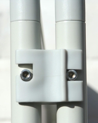 Umkleide Quadrat (5) mit Erdankern - OutDoor -  Bespannung Paravent Farbe: hell silbergrau - schwer entflammbar - waschbar