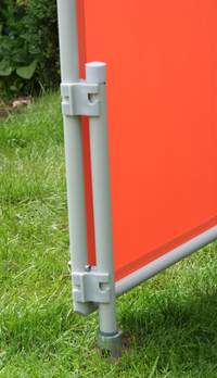 Umkleide Quadrat (5) mit Erdankern - DoppelTr - OutDoor - Paravent Bespannung uni terracotta-orange - waschbar