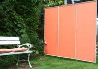 Umkleide Quadrat (5) mit Erdankern - DoppelTr - OutDoor - Paravent Bespannung uni terracotta-orange - waschbar