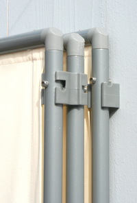 Umkleide  Trapez (6) - mit Erdankern - Doppel-Tr - OutDoor - Bespannung Paravent Farbe: uni elfenbein - waschbar