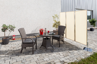 3er Paravent-Rahmen in Chrom - Bespannung uni hell elfenbein