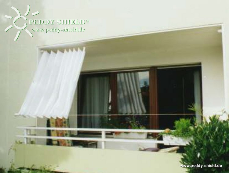 Sonnensegel 270 x 140 cm - Farbe uni weiß - mit der Peddy Shield  Seilspanntechnik für Schatten auf Balkon, Terrasse etc.