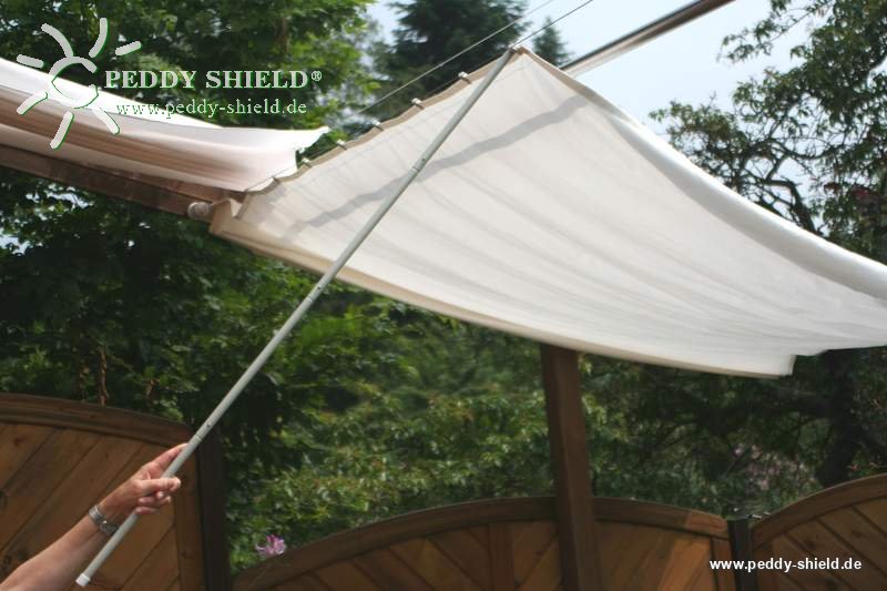 Montagehinweise - Schiebestock fr Seilspann-Sonnensegel - 127 cm hellgrau - leicht, mit Haken