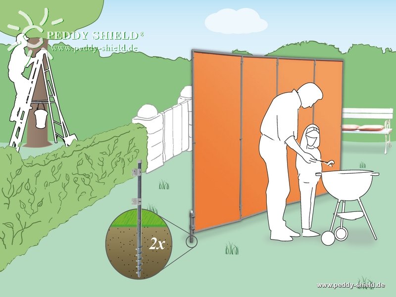 Montagehinweise - Schraub-Erdanker Paravent (2 Stck) - zweiteilig - Sichtschutz Paravent im Garten/auf Rasen