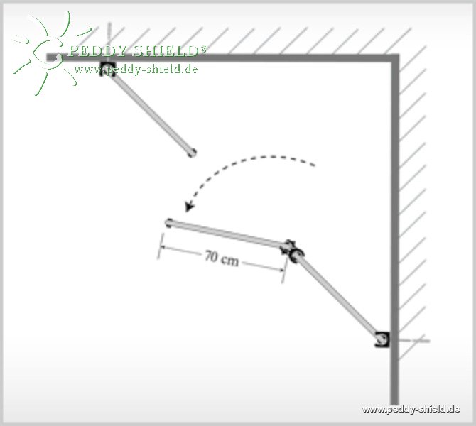 Montagehinweise - Umkleide Kabine Raumecke Dreieck (1)-aus Sichtschutz Paravent: In Door - Bespannung Paravent Farbe uni terracotta-orange - waschbar