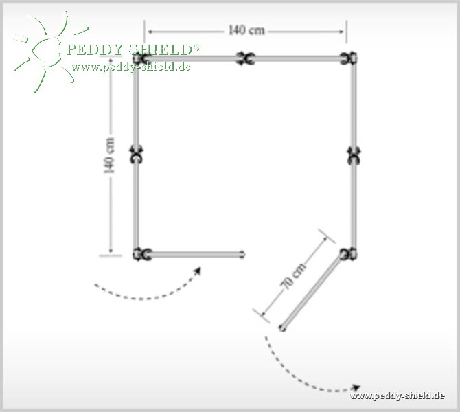 Montagehinweise - Umkleide Quadrat (5) mit Erdankern +  DoppelTr - OutDoor - mit Schraub-Erdankern -  Bespannung Paravent hell elfenbein - waschbar