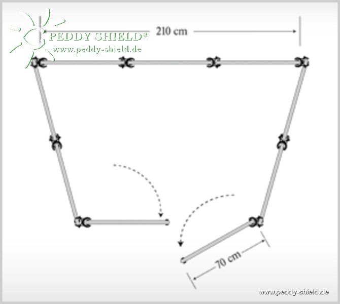 Montagehinweise - Umkleide  Trapez (6) mit Erdankern -Doppel-T�r - OutDoor - Bespannung Paravent Farbe: uni terracotta-orange - waschbar