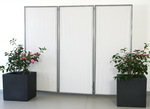Stellwand 3x Paravent hell silbergrau standfest mit 2x Pflanzgef + Camelie