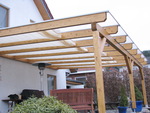 berdachung Glas mit Faltsonnensegeln