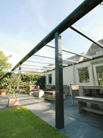 Sonnensegel Glasdach 88 x 380 cm - uni hell elfenbein  - mit 40x Laufhaken + 2x Stopper - waschbar bei 40 C #19