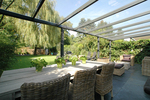 Sonnensegel Glasdach 88 x 380 cm - uni hell elfenbein  - mit 40x Laufhaken + 2x Stopper - waschbar bei 40 C #20