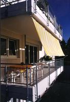 Bausatz Balkon II Seilspannung mit Sonnensegel 270 x 140 cm Blockstreifen gelb-wei