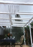 Sonnensegel 420 x 140 cm, uni wei - mit 34x Laufhaken (Gleitern) passend zur Seilspanntechnik #7
